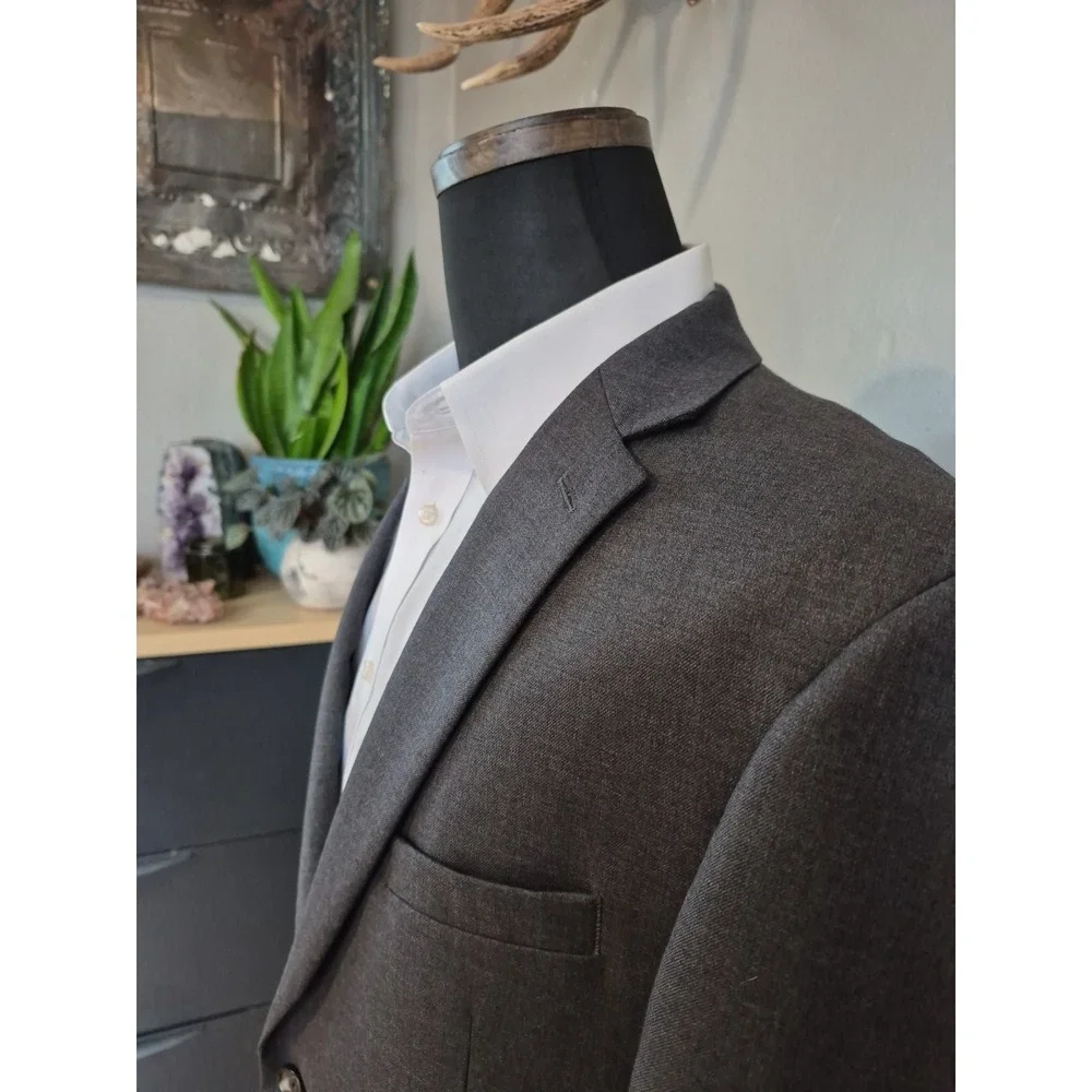 Jos A Bank Mens Tailored Fit Wool Sports Coat 42L Gray 2 Button Blazer